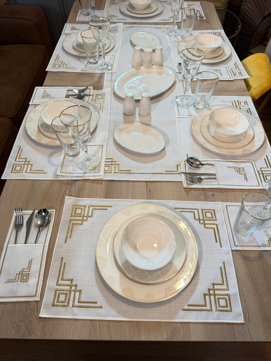 Elegance Gold Desenli Lüks Sofra Seti
