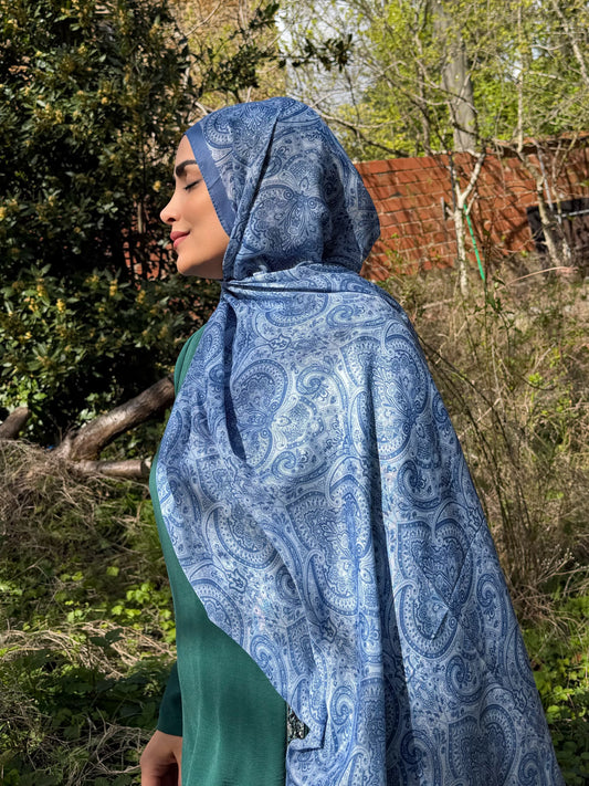 Paisley Mavi Şal-Soft Serisi