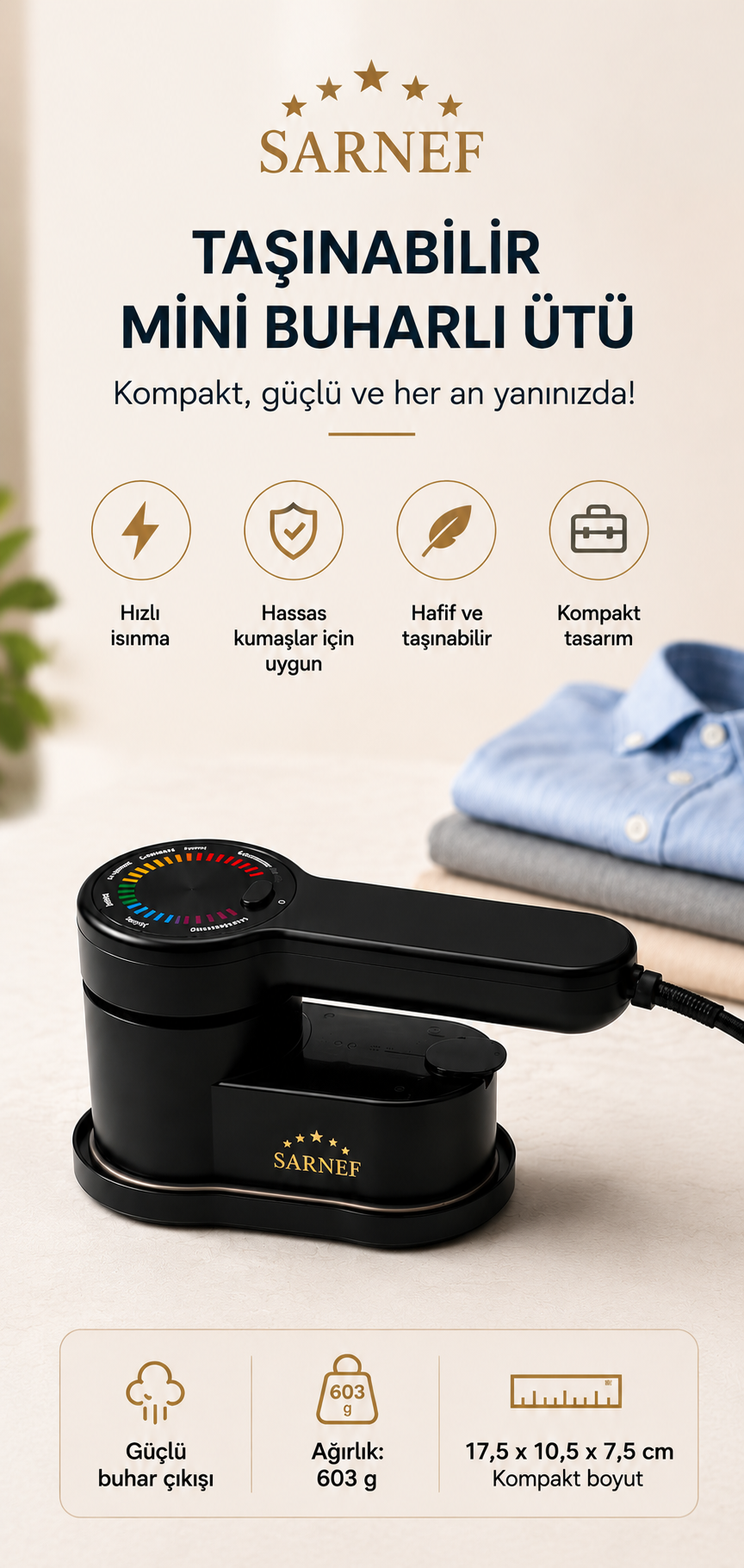 Taşınabilir Mini Buharlı Ütü &  Seyahat Tipi Ütü